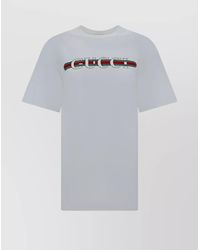 Gucci - Cotton Logo Print Crewneck Short Sleeve T-Shirt - Lyst