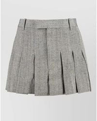 Bottega Veneta - Pleated Mini Skirt Textured Fabric Belt Loops - Lyst