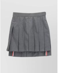 Thom Browne - Wool High-Rise Pleated Asymmetric Mini Skirt - Lyst