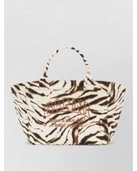 Ganni - Cabas Xxl Canvas Zebra-Print Tote Bag - Lyst