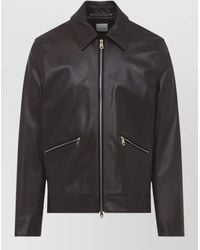 Paul Smith - Regular Fit Leather Jacket Collared Design - Lyst