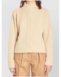 Max Mara - Wool And Cashmere Ribbed High Collar Cropped Cardigan - Lyst