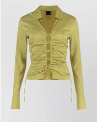 Pinko - Jersey Shirt With Gathered Collar And Buttons - Lyst