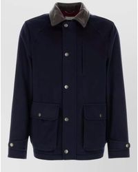 Brunello Cucinelli - Wool Jacket Regular Fit Contrast Collar - Lyst
