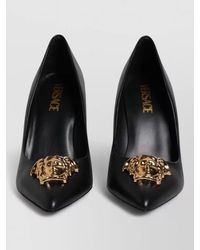 Versace - Leather Logo Plaque High Heels Pumps Shoes Calf - Lyst