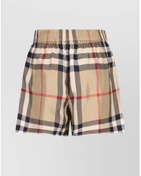 Burberry - Checked Elastic Waistband Shorts Pockets - Lyst