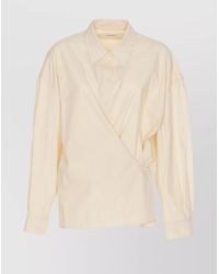 Lemaire - Asymmetrical Front Wrap Collared Long Sleeve Top - Lyst