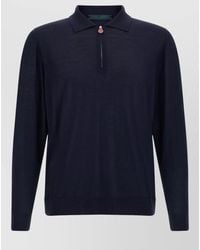 Kiton - Wool Knit Polo Long Sleeve Shirt - Lyst