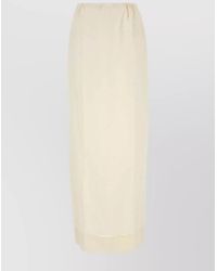 Prada - Linen Skirt With Elastic Waistband And Front Slit - Lyst
