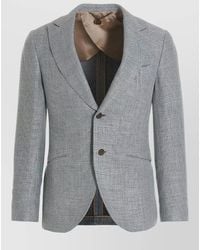 Maurizio Miri - Silk Linen Single-Breasted Textured Blazer - Lyst