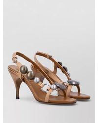 Miu Miu - High Heel Leather Sole Sandals Slingback - Lyst