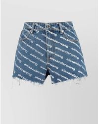 Alexander Wang - Denim High-Rise Logo-Print Short Shorts - Lyst