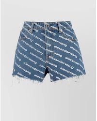 Alexander Wang - High-Rise Logo-Print Denim Short Shorts - Lyst