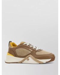 Fendi - Leather And Suede Lace-Up Sneakers - Lyst