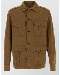 Moncler - Amnicon Cotton Blend Jacket Flap Pockets Epaulettes - Lyst