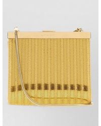 Alberta Ferretti - Fabric Clutch Chain Strap Metallic Finish - Lyst