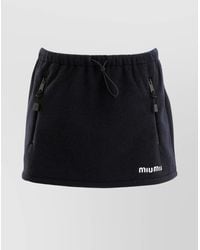 Miu Miu - Fleece Miniskirt With Drawstring Waist And Zip Pockets - Lyst
