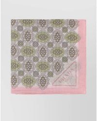 Prada - Patterned Cotton Scarf With Fringed Edges - Lyst