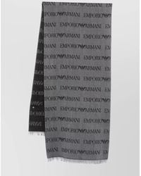 Emporio Armani - Logo-Pattern Wool-Blend Scarf - Lyst