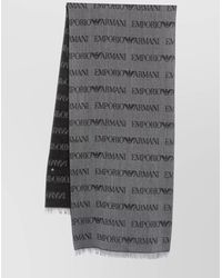 Emporio Armani - Logo-Print Wool-Blend Scarf - Lyst
