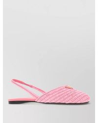 Prada - Raffia Ballerinas Flat Sole Open Back - Lyst