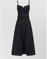 Self-Portrait - Denim Flared Midi Dress - Lyst