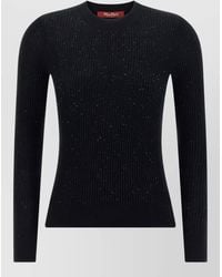 Max Mara - Silk Wool Ribbed Crew Neck Long Sleeve Sweater - Lyst