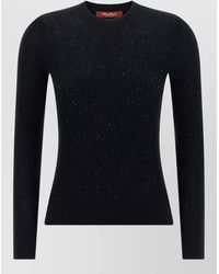 Max Mara - Silk Wool Ribbed Crew Neck Long Sleeve Sweater - Lyst