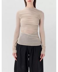 Soeur - Draped Long-Sleeve Boat Neck Top - Lyst