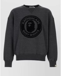 A Bathing Ape - Oversize Cotton Sweatshirt Graphic Print Ribbed - Lyst