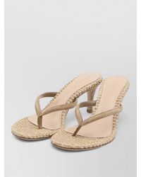 Gianvito Rossi - Calypso Suede Raffia Thong Sandals Stiletto - Lyst