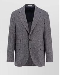 Brunello Cucinelli - Herringbone Wool Cashmere Single Breasted Blazer - Lyst