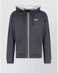 BOSS - Cotton Terry Hooded Zip Sweatshirt - Lyst