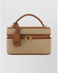 Saint Laurent - Top Handle Canvas Handbag With Leather Trim - Lyst