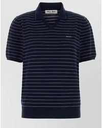 Miu Miu - Cotton Polo Shirt Stripes Short Sleeves - Lyst