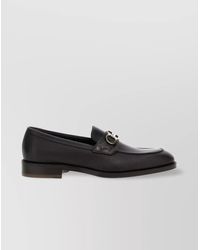 Ferragamo - Buckle Round Toe Textured Leather Loafers - Lyst