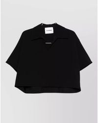 Jil Sander - Cropped V-Neck Short-Sleeve Shirt - Lyst