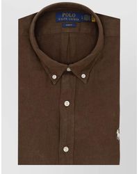 Ralph Lauren - Linen Shirt Button Down Collar Slim Fit - Lyst