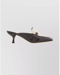 Ferragamo - Two-Tone Mules With Buckle And Kitten Heel - Lyst