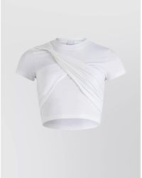 Patou - Draped Cropped Organic Cotton T-Shirt - Lyst