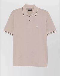 Emporio Armani - Logo Cotton Polo Shirt Piped Collar Cuffs - Lyst