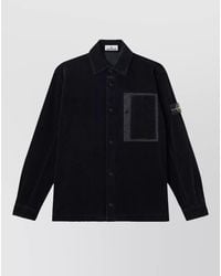 Stone Island - Corduroy Jacket Buttoned Cuffs Chest Pocket Long Sleeves - Lyst