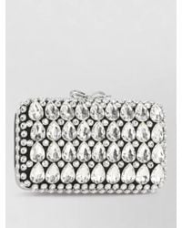 Self-Portrait - The Bow Satin Crystal-Embellished Clutch Bag - Lyst