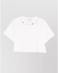 forte_forte - Cotton T Shirt Cropped Embroidered Detail - Lyst