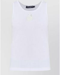 Dolce & Gabbana - Ribbed Cotton Top Sleeveless Crew Neck - Lyst