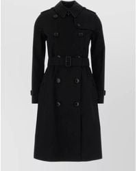 Burberry - Black Gabardine Trench Coat - Lyst