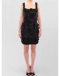 Dolce & Gabbana - Embellished Floral-Appliqué Mini Dress - Lyst