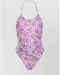 Cormio - Halterneck Belted Floral-Print Swimsuit - Lyst