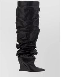 Balmain - Knee-High Leather Wedge Boots - Lyst