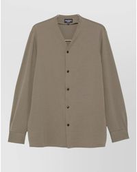 Emporio Armani - V Neck Shirt Textured Fabric Cuffed Sleeves - Lyst